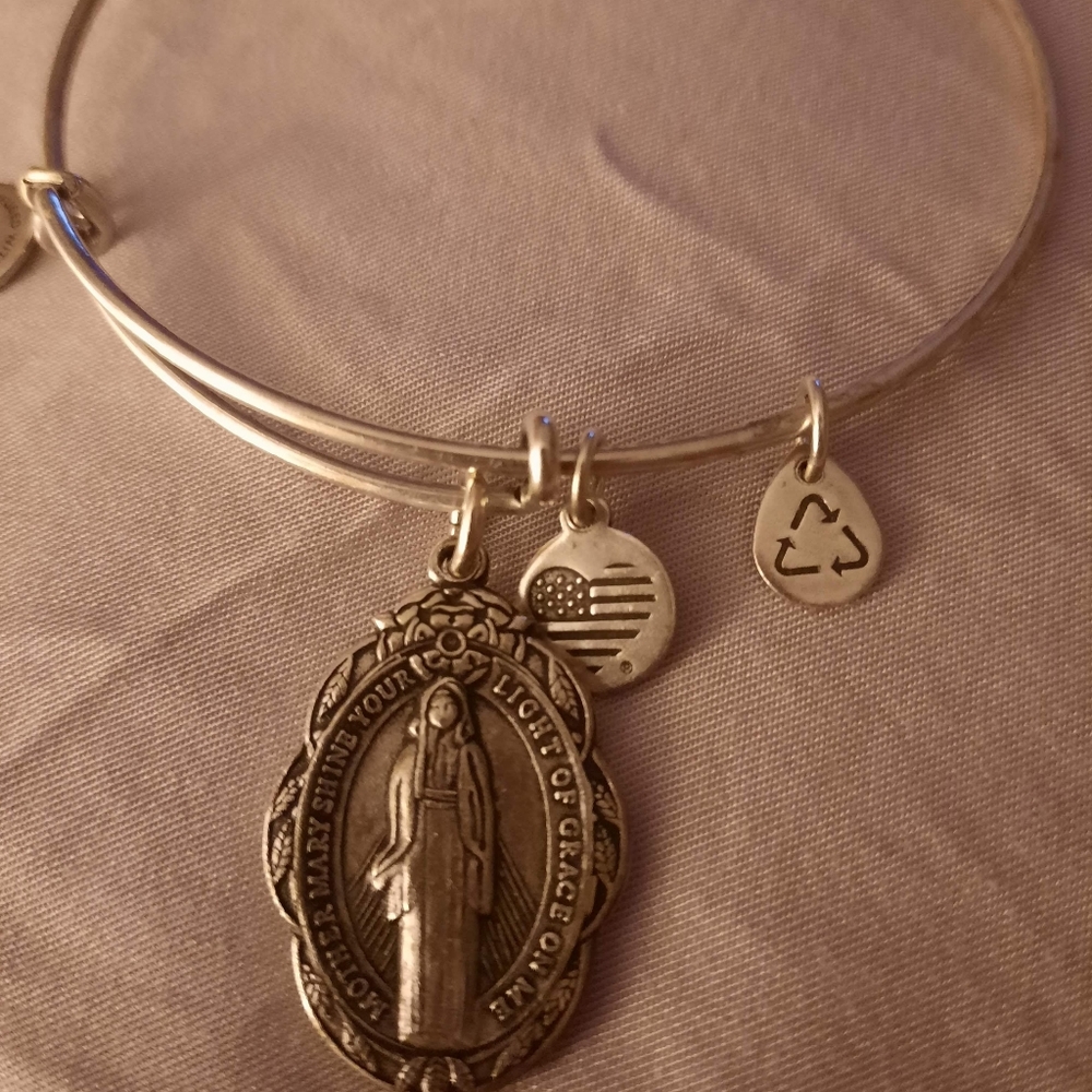 Alex and Ani silver Mother Mary bracelet